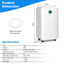 Load image into Gallery viewer, Portable 12L Dehumidifier with 3 Modes and 24H Timer
