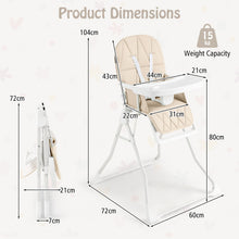Load image into Gallery viewer, Foldable Baby High Chair with Removable Adjustable Tray
