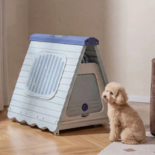 Load image into Gallery viewer, Folding Plastic Dog House with Lockable Flap Door Waterproof Pet Shelter
