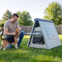 Load image into Gallery viewer, Folding Plastic Dog House with Lockable Flap Door Waterproof Pet Shelter
