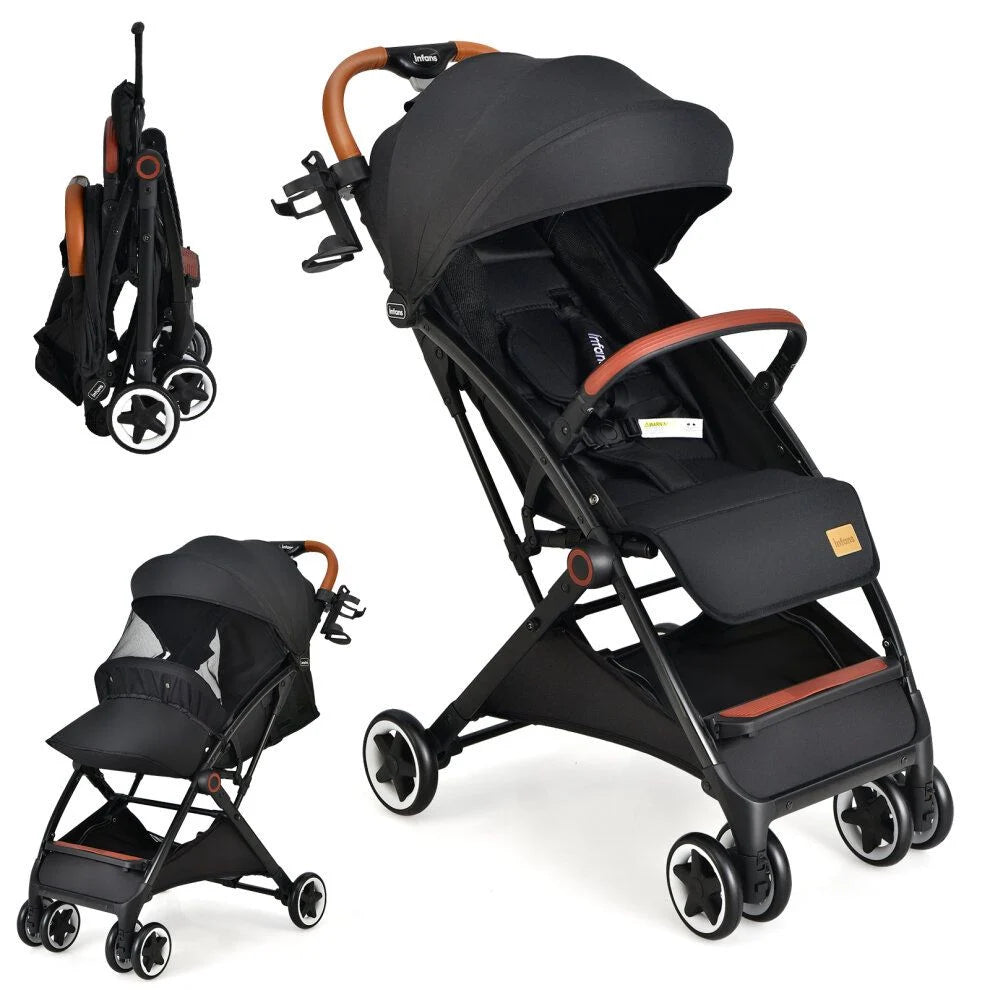 Folding Pushchair with Adjustable Backrest and Footrest