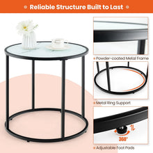 Load image into Gallery viewer, 50CM Round Side Table with Metal Frame and Faux Marble Glass Top

