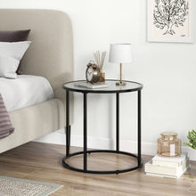 Load image into Gallery viewer, 50CM Round Side Table with Metal Frame and Faux Marble Glass Top
