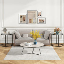 Load image into Gallery viewer, 50CM Round Side Table with Metal Frame and Faux Marble Glass Top
