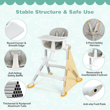 Load image into Gallery viewer, Adjustable Baby Highchair with Removable Tray and 5-Point Safety Harness Grey
