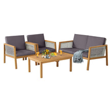 Load image into Gallery viewer, 4 Pieces Wicker Patio Furniture Set with Loveseat Coffee Table and Chairs
