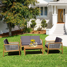 Load image into Gallery viewer, 4 Pieces Wicker Patio Furniture Set with Loveseat Coffee Table and Chairs
