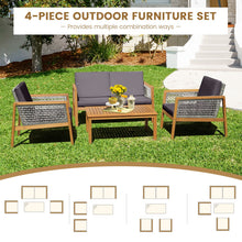 Load image into Gallery viewer, 4 Pieces Wicker Patio Furniture Set with Loveseat Coffee Table and Chairs
