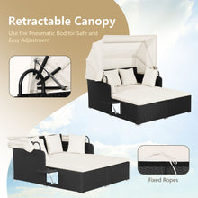 Load image into Gallery viewer, Garden Rattan Daybed with Retractable Canopy and Cushions
