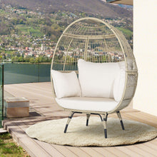 Load image into Gallery viewer, Oversized Rattan Egg Chair with 4 Cushions for Balcony Backyard
