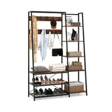 Load image into Gallery viewer, Hall Tree with Storage Bench 5-in-1 Entryway Bench with 9 Hooks
