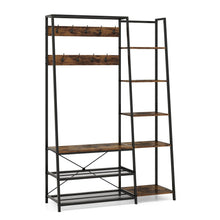 Load image into Gallery viewer, Hall Tree with Storage Bench 5-in-1 Entryway Bench with 9 Hooks
