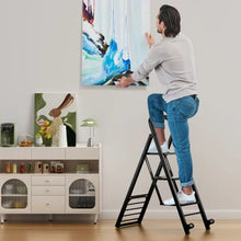 Load image into Gallery viewer, 2-In-1 Hand Truck and Ladder Foldable 3-Step Ladder with Non-slip Wide Pedals
