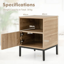 Load image into Gallery viewer, Home Boho Style Nightstand Accent Table with Open Shelf and Door Cabinet
