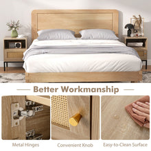 Load image into Gallery viewer, Home Boho Style Nightstand Accent Table with Open Shelf and Door Cabinet
