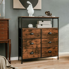 Load image into Gallery viewer, 2-Tier Dresser with 6 Removable Fabric Drawers and Wooden Top
