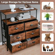 Load image into Gallery viewer, 2-Tier Dresser with 6 Removable Fabric Drawers and Wooden Top
