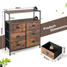 Load image into Gallery viewer, 2-Tier Dresser with 6 Removable Fabric Drawers and Wooden Top
