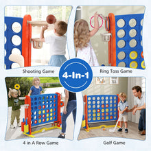 Load image into Gallery viewer, Jumbo 4-in-a Row Game Set with Basketball Hoop and 42 Rings
