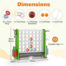 Load image into Gallery viewer, Jumbo 4-in-a Row Game Set with Basketball Hoop and 42 Rings
