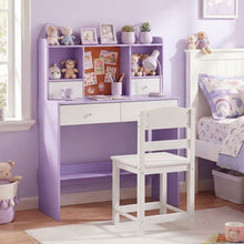 Load image into Gallery viewer, Kids Study Desk and Chair Set with Open Shelves and Cork Bulletin Board
