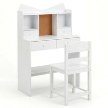 Load image into Gallery viewer, Kids Study Desk and Chair Set with Open Shelves and Cork Bulletin Board

