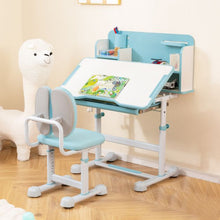 Load image into Gallery viewer, Kid's Study Desk and Chair Set with Tilt Desktop and Footrest Bar
