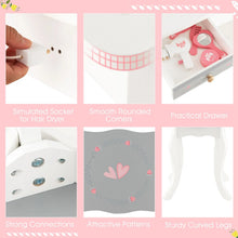 Load image into Gallery viewer, Kids Vanity Table and Stool with Detachable Tri-Fold Mirror and Cute Accessories
