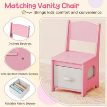 Load image into Gallery viewer, Kids Vanity with Lights Princess Vanity Table and Chair Set with 2 Drawers
