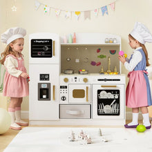 Load image into Gallery viewer, Kids Wooden Kitchen Playset Pretend Play with Chalkboard and Ice Maker
