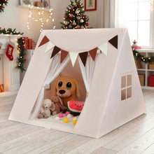 Load image into Gallery viewer, Large Kids Playhouse Tent with Washable Padded Mat and Colorful Flags
