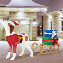 Load image into Gallery viewer, Pre-lit Lighted Christmas Dog Sleigh Gift Boxes Combo Decoration
