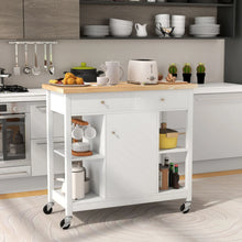 Load image into Gallery viewer, Mobile Kitchen Island Cart Rolling Kitchen Island with Rubber Wood Top
