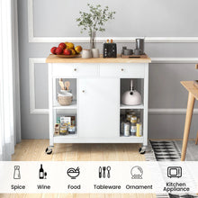 Load image into Gallery viewer, Mobile Kitchen Island Cart Rolling Kitchen Island with Rubber Wood Top
