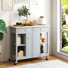 Load image into Gallery viewer, Mobile Kitchen Island Cart Rolling Kitchen Island with Rubber Wood Top
