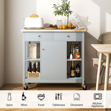 Load image into Gallery viewer, Mobile Kitchen Island Cart Rolling Kitchen Island with Rubber Wood Top

