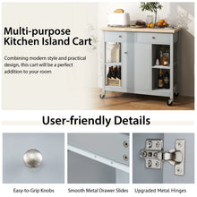 Load image into Gallery viewer, Mobile Kitchen Island Cart Rolling Kitchen Island with Rubber Wood Top
