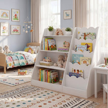 Load image into Gallery viewer, Montessori Kids Bookshelf with 5-Tier Scalloped Shelves for Nursery and Kids Room

