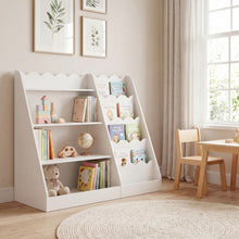 Load image into Gallery viewer, Montessori Kids Bookshelf with 5-Tier Scalloped Shelves for Nursery and Kids Room
