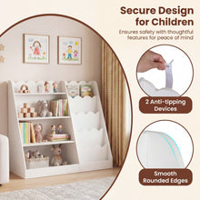 Load image into Gallery viewer, Montessori Kids Bookshelf with 5-Tier Scalloped Shelves for Nursery and Kids Room
