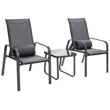 Load image into Gallery viewer, 3 Pieces Patio Bistro Set with Coffee Table and 2 Stackable Chairs
