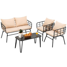 Load image into Gallery viewer, 4 Piece Patio Conversation Set with Seat Back Cushions
