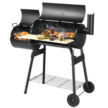 Load image into Gallery viewer, Charcoal BBQ Grill with Wheels and Shelves for Camping Picnic Party
