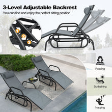 Load image into Gallery viewer, Outdoor Chaise Lounge Glider Chair with Armrests and Pillow
