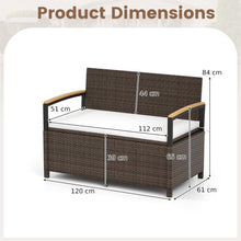 Load image into Gallery viewer, Outdoor Storage Bench with Acacia Wood Armrests and Cushion
