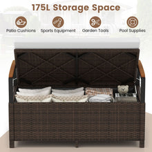 Load image into Gallery viewer, Outdoor Storage Bench with Acacia Wood Armrests and Cushion
