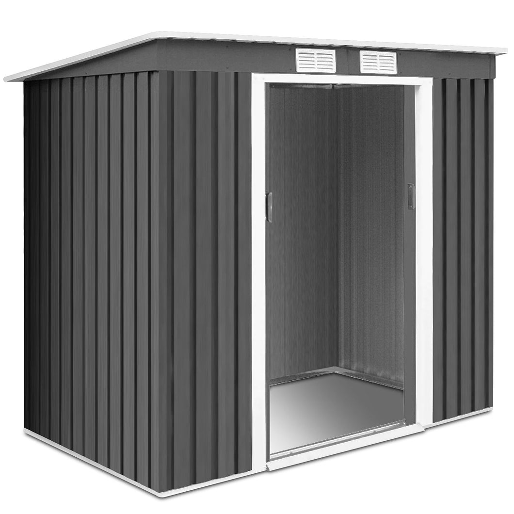 Outdoor Metal Garden Storage Shed with Sloping Roof
