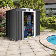 Load image into Gallery viewer, Outdoor Metal Garden Storage Shed with Sloping Roof
