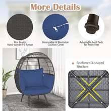 Load image into Gallery viewer, Oversized Patio Wicker Egg Lounge Chair with 4 Soft Cushions
