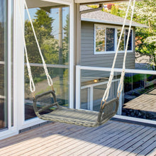 Load image into Gallery viewer, Patio Backless Rattan Swing Bench with Hanging Ropes
